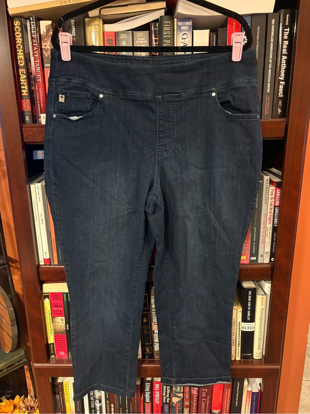 Belle by Kim Gravel Dark Blue Capri Stretch Jeans